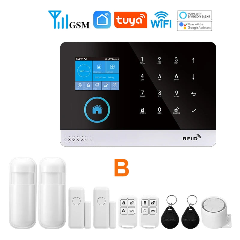 Tuya Alarm System WiFi GSM Security Alarm System Home Burglar Alarm For House Office  SMS APP Remote Control Work With Alexa