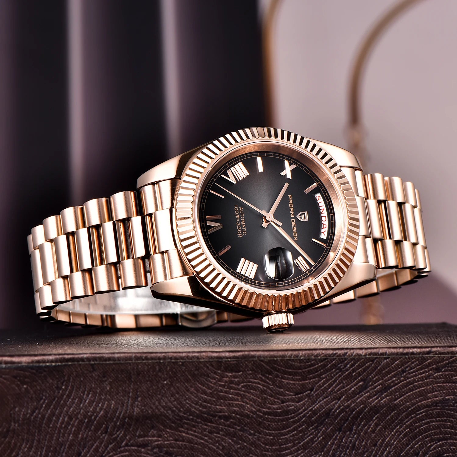 2025 PAGANI DESIGN DD40 Rose Gold Men’s Automatic Mechanical Watch – Luxury Sapphire Crystal Timepiece