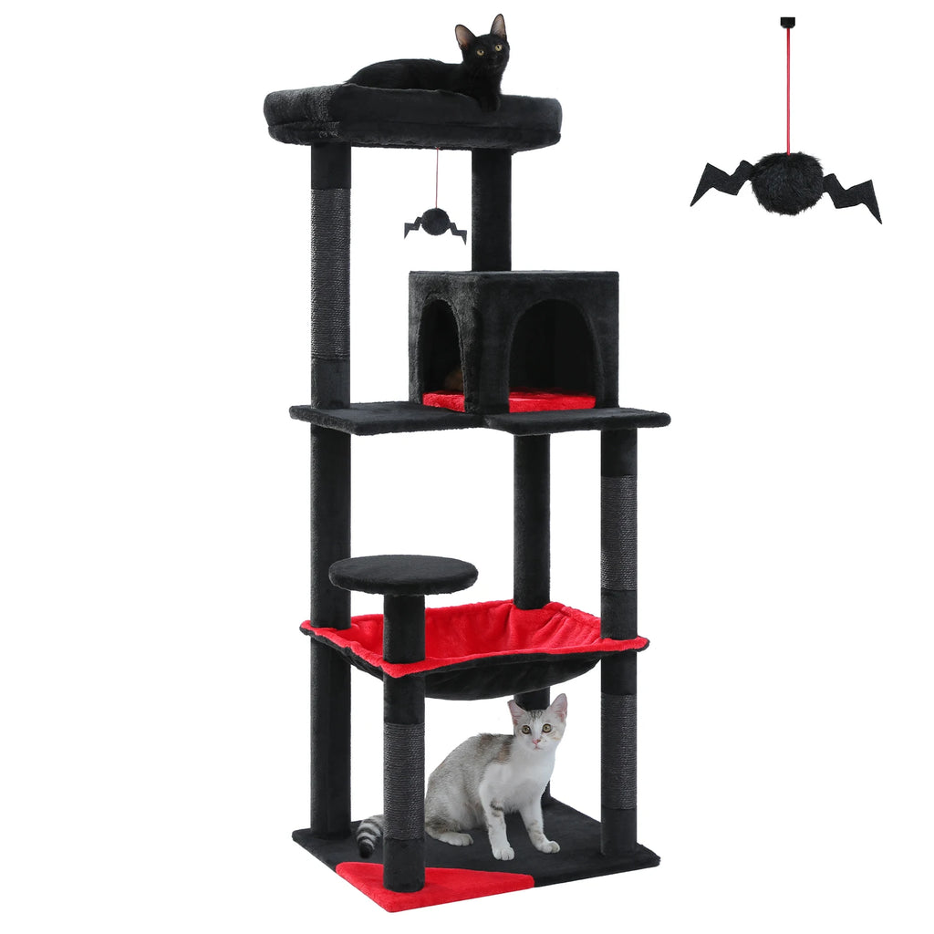 5-Level Cat Tree Tower for Indoor Cats – Large Cat Condo with Hammock & Scratching Posts