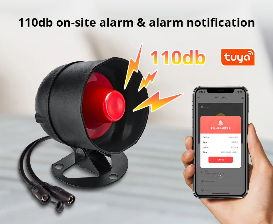 KERUI Tuya Smart WIFI Security Alarm System Kit 110dB Wireless Loud Indoor/Outdoor Siren Horn Home Burglar Motion Door Sensor