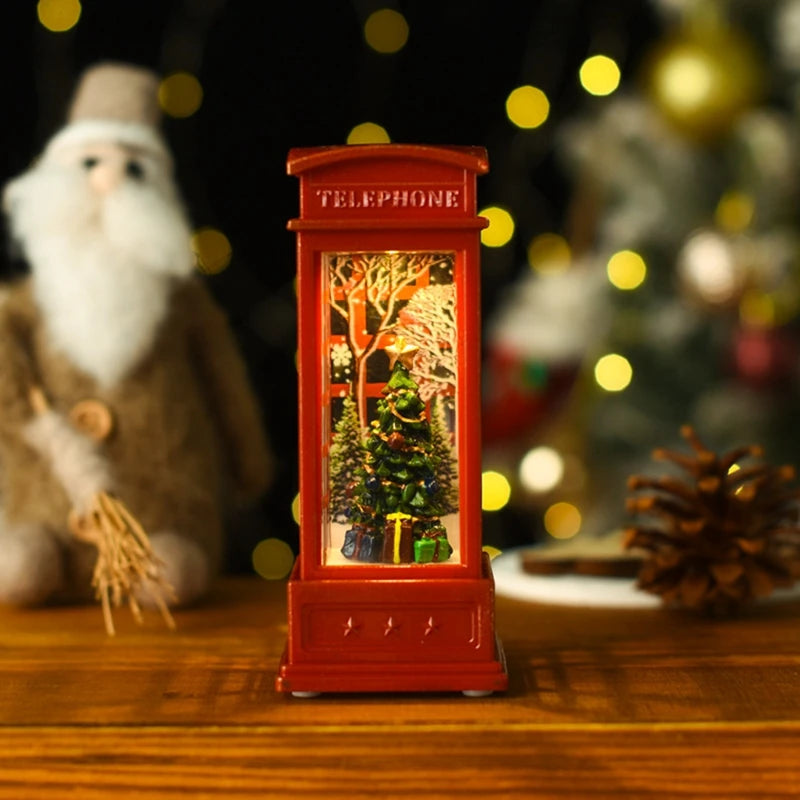 2025 Christmas Phone Booth Lights Santa Claus Snowman Gifts Window Scene Ornament Christmas Party Decortion Xmas Party Home 2025