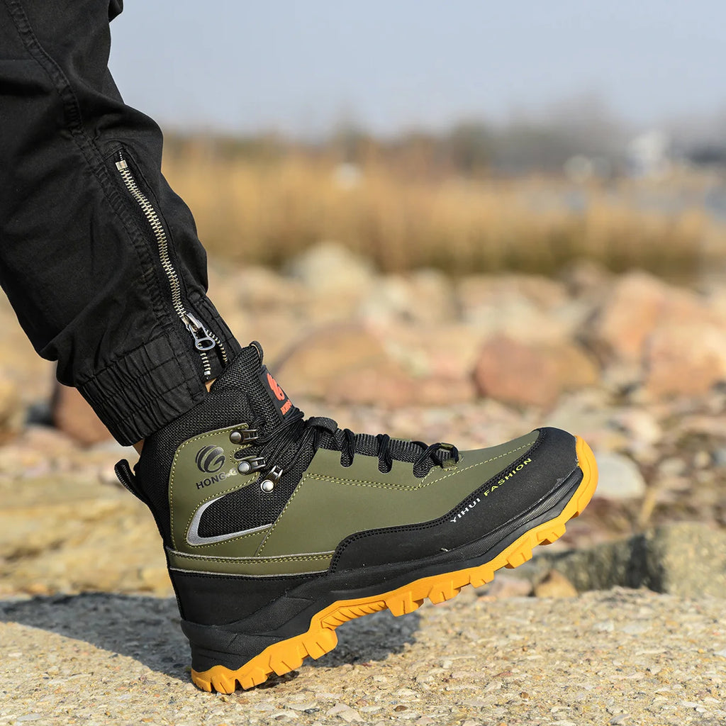 VEIGAR Men’s Protective Work Safety Shoes – Breathable Anti-Puncture Steel Toe Cap Work Boots