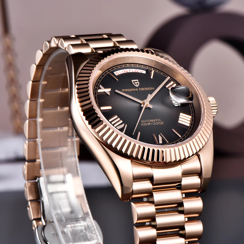 2025 PAGANI DESIGN DD40 Rose Gold Men’s Automatic Mechanical Watch – Luxury Sapphire Crystal Timepiece