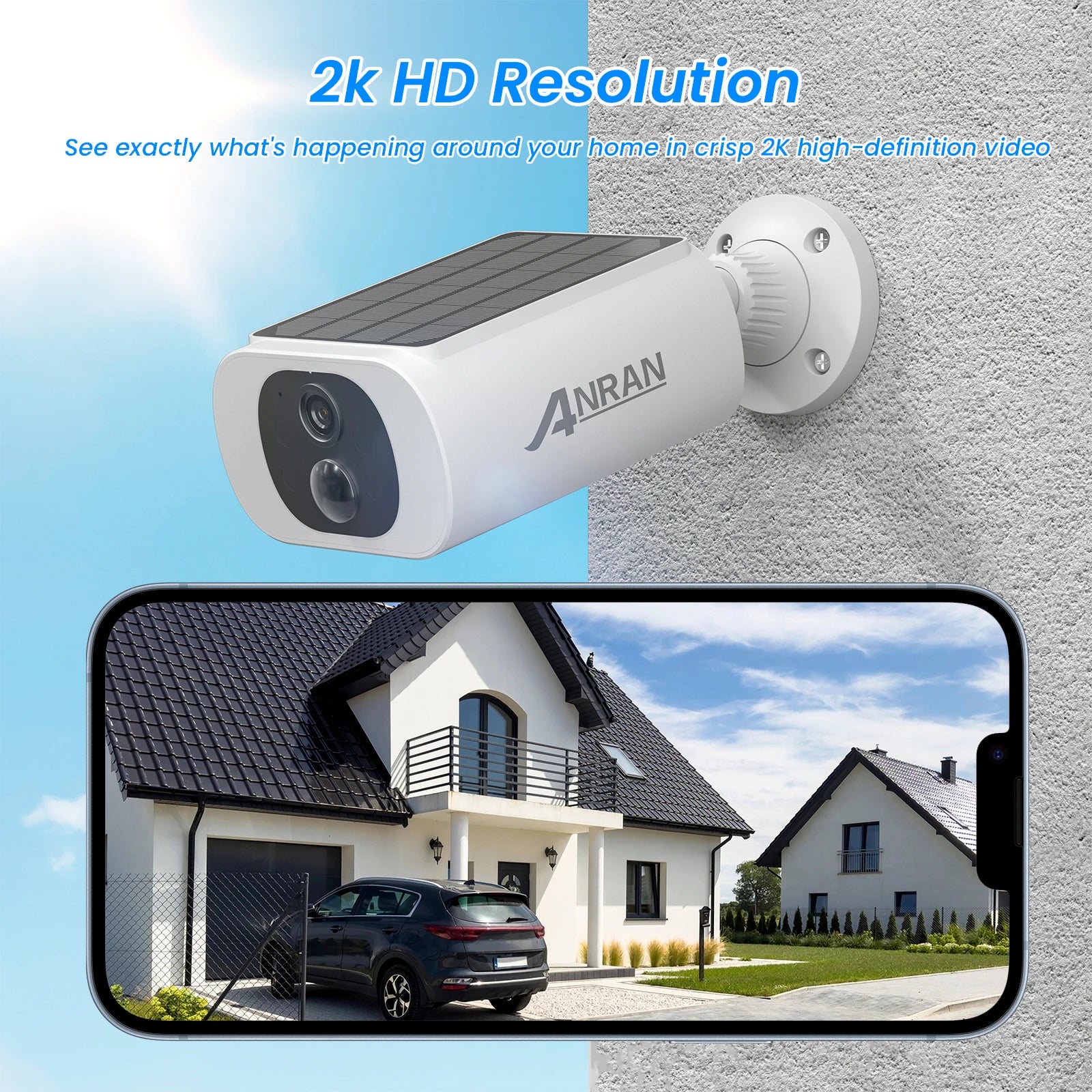 ✨ ANRAN C3 2K Solar-Powered Wireless Security Camera – 3MP Outdoor Smart Surveillance with Floodlight Color Night Vision & PIR Detection