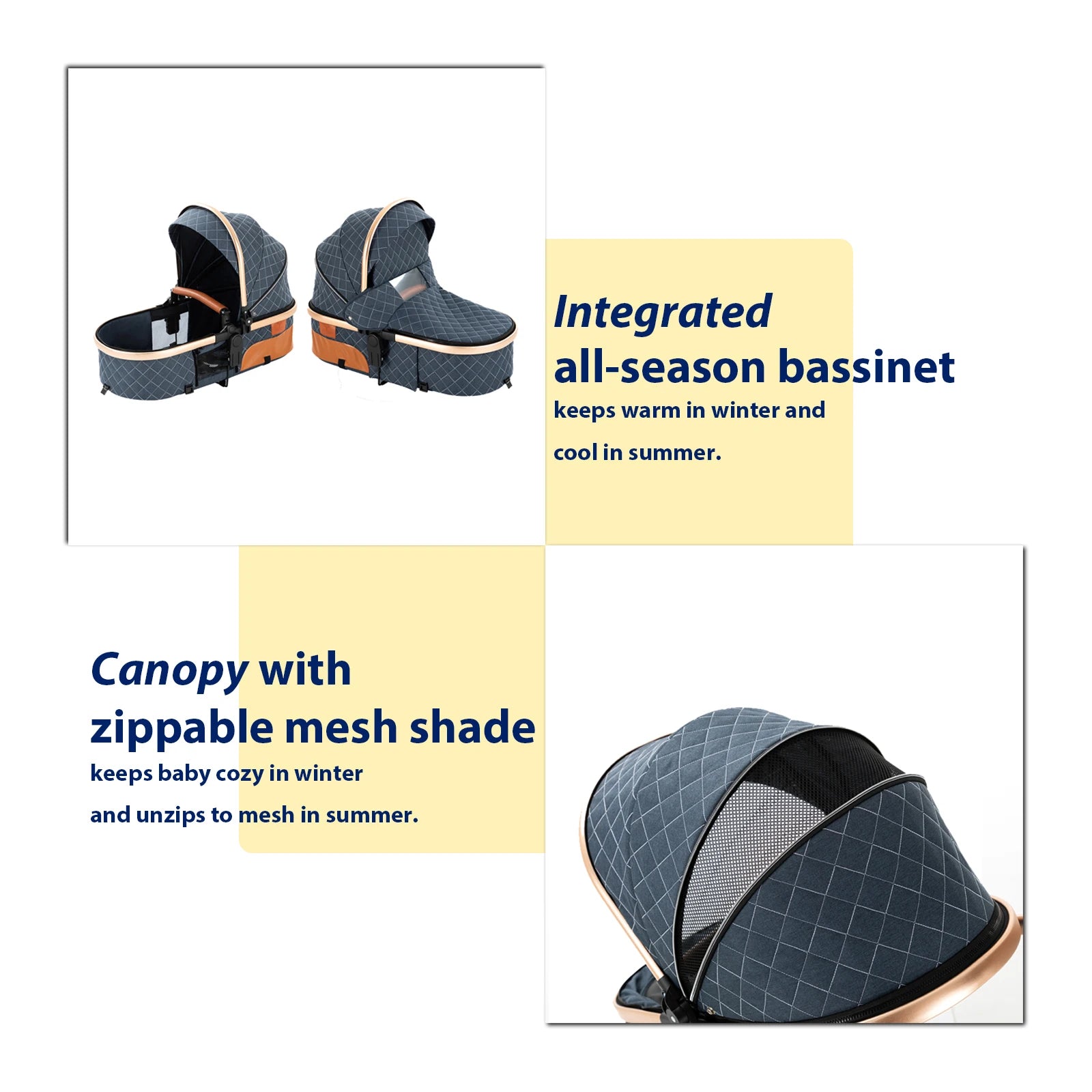 3-in-1 Baby Stroller Travel System with Lightweight Frame & One-Hand Fold | Bassinet + Car Seat + Stroller