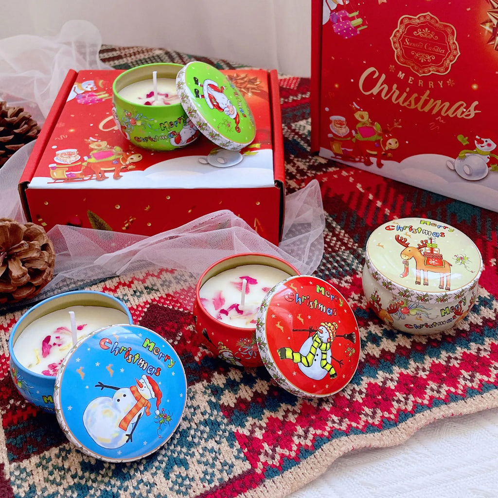 Christmas Aromatherapy Candles Rose Freesia Vanilla Scented Candle Smokeless Plant Wax Holiday Decor Perfect Festival Gifts