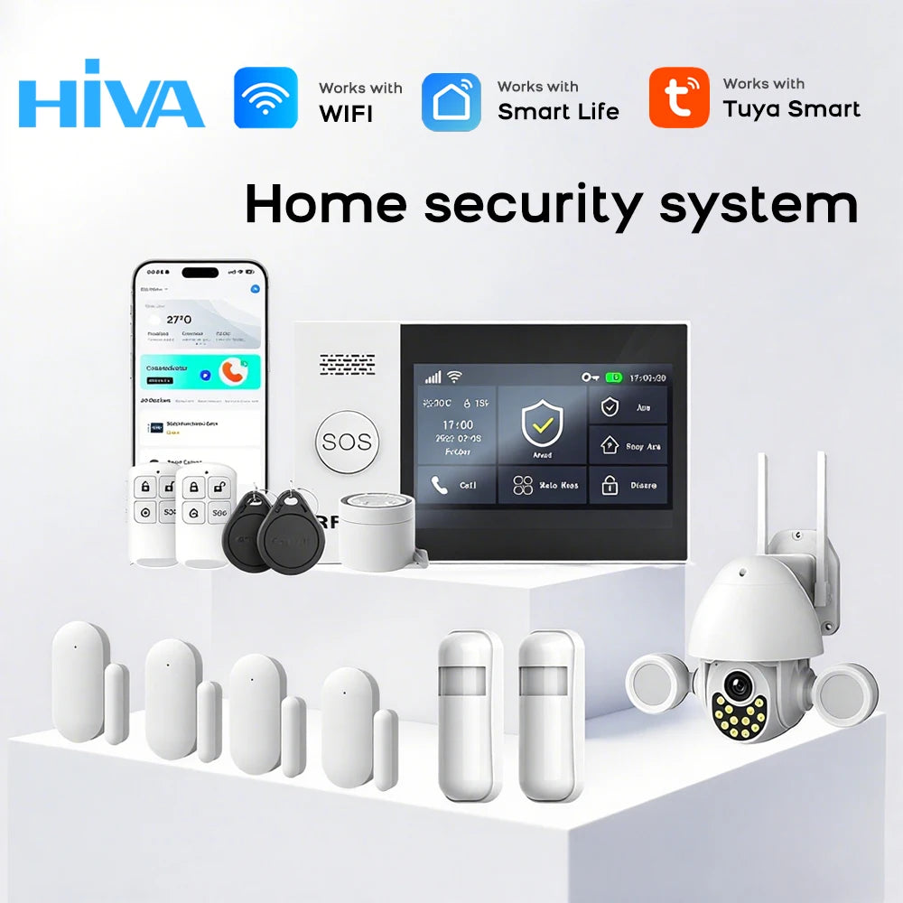 Tuya Smart WiFi + GSM Home Security Alarm System – 4.3" Touchscreen, Real-Time Alerts, Door/Window Sensors & 120dB Siren