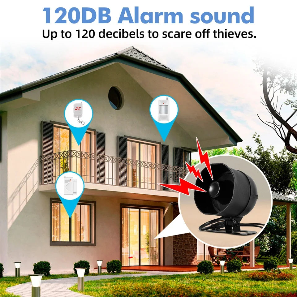KERUI WiFi Smart Siren Alarm System – 120dB Tuya Home Security Kit with Door Sensor & Motion Sensor, App Control & Alexa/Google Compatible