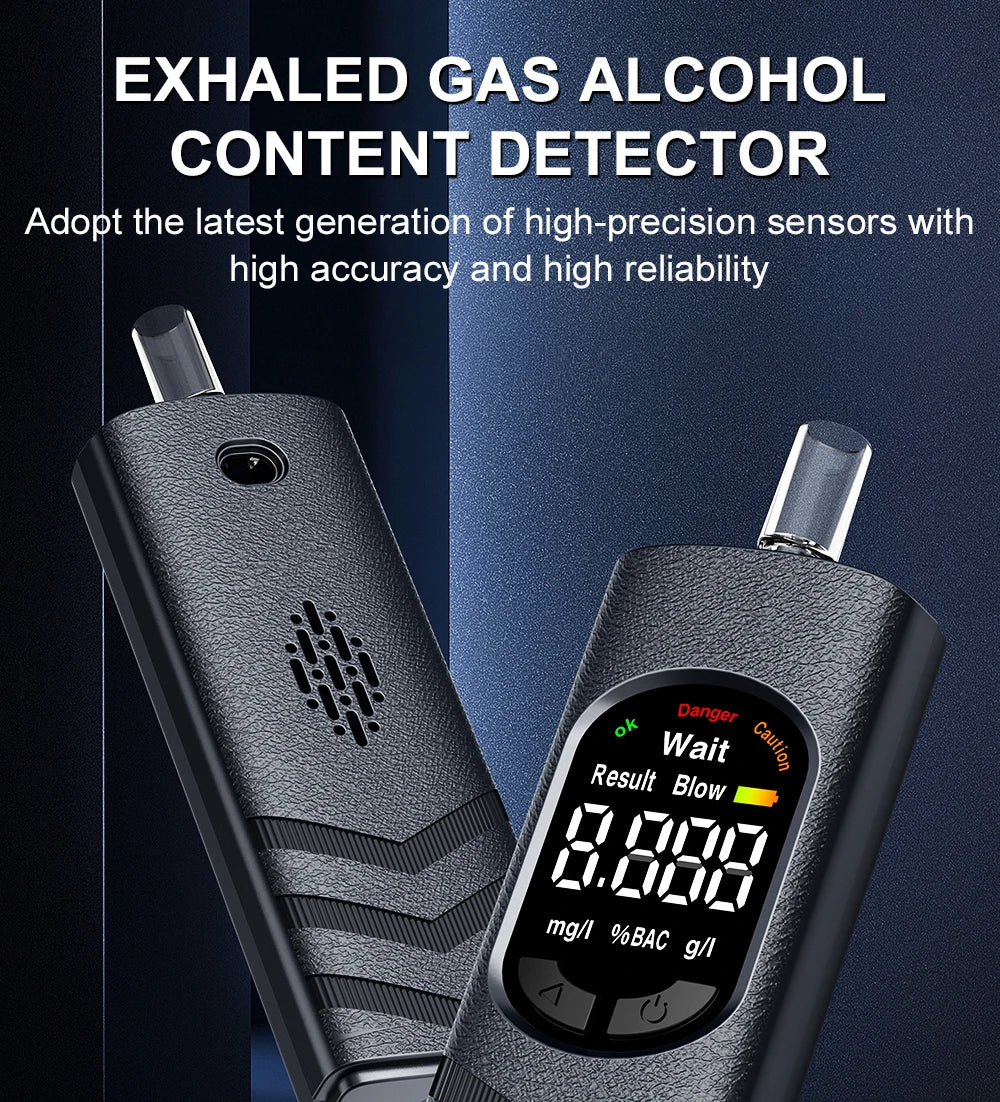 Digital Alcohol Tester – Professional Breathalyzer with LCD Display, Semiconductor Sensor, Accurate Drunk-Driving Detection for Home Use