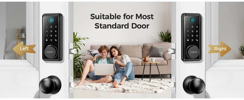 Arpha Smart Lock D601K Keyless Entry Door Lock Deadbolt with Handle Set Waterproof 5-in-1 Fingerprint Keyless Entry Door Lock