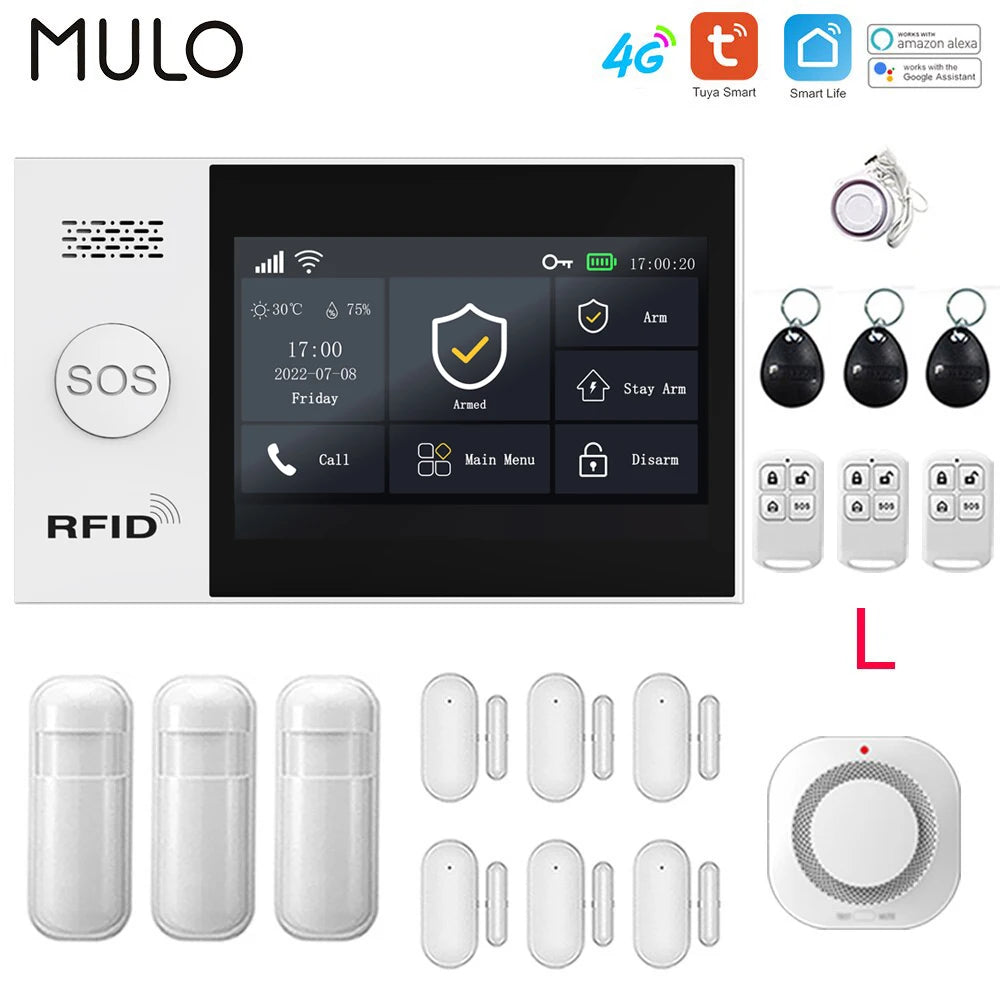 Tuya 4G Home Alarm Smart Home WIFI Security Alarms For Home House Touch Screen Apartment Alarms Support Smart Life APP Alexa