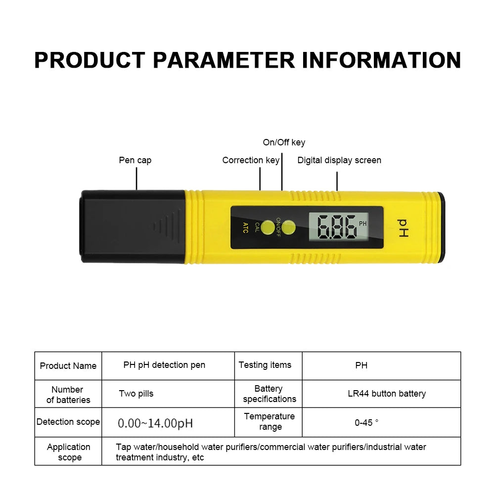 Digital pH Meter 0.01 High Accuracy Water Quality Tester Pen, 0–14 pH Measurement Range for Drinking Water, Aquarium, Swimming Pool & Hydroponics