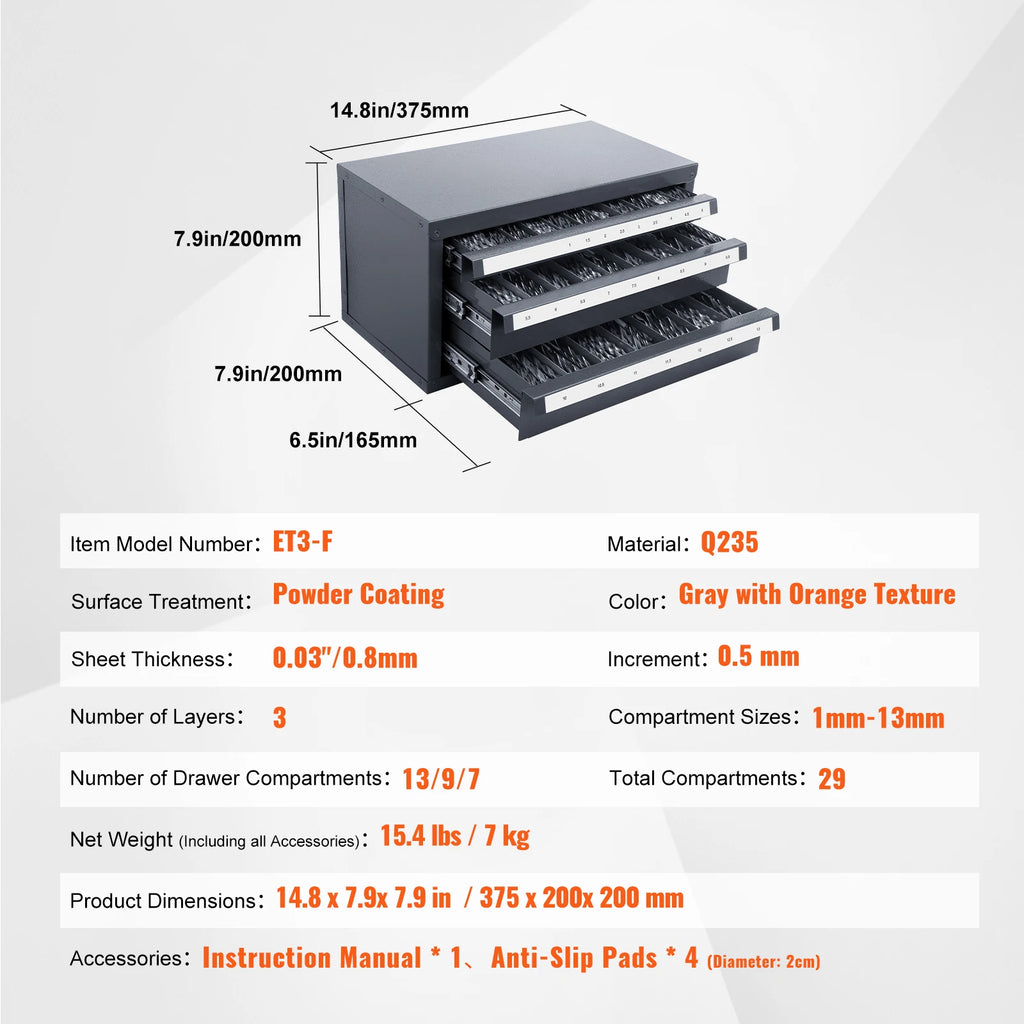 SucceBuy Steel Drill Bit Dispenser Organizer Cabinet, Heavy-Duty Metal Storage Cabinet with Drawers, Stackable Drill Bit Organizer for Machine Shop & Garage