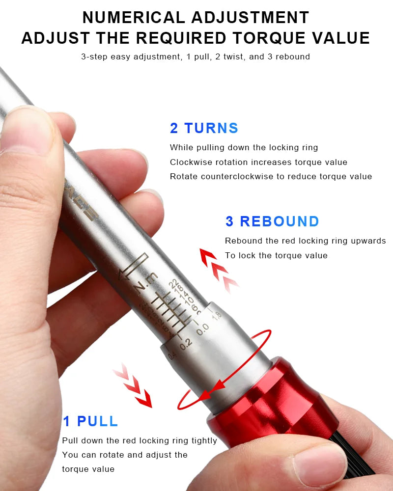 RIDERACE 15-Piece Bicycle Torque Wrench Set | Dual-Direction 2–24Nm Precision Torque Tool Kit for Bikes, Motorcycles & Repairs