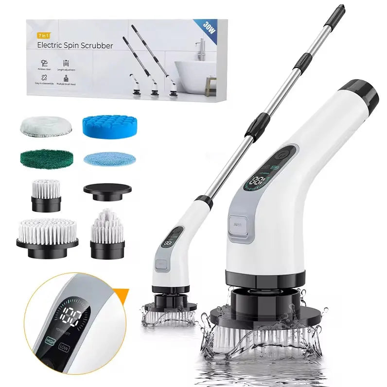 Cordless Electric Cleaning Brush with 7 Attachments - Safe Handheld Shower Scrubber for Bathroom & Kitchen