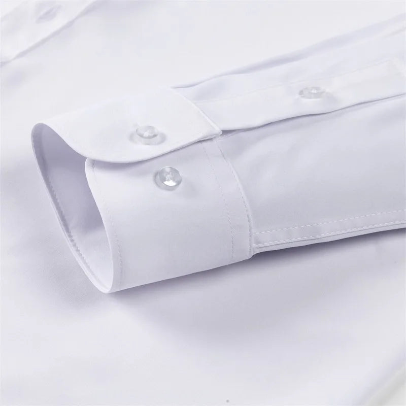 Men’s Classic Long Sleeve Button-Down Shirt – Casual Solid Color for Spring & Beach Vibes