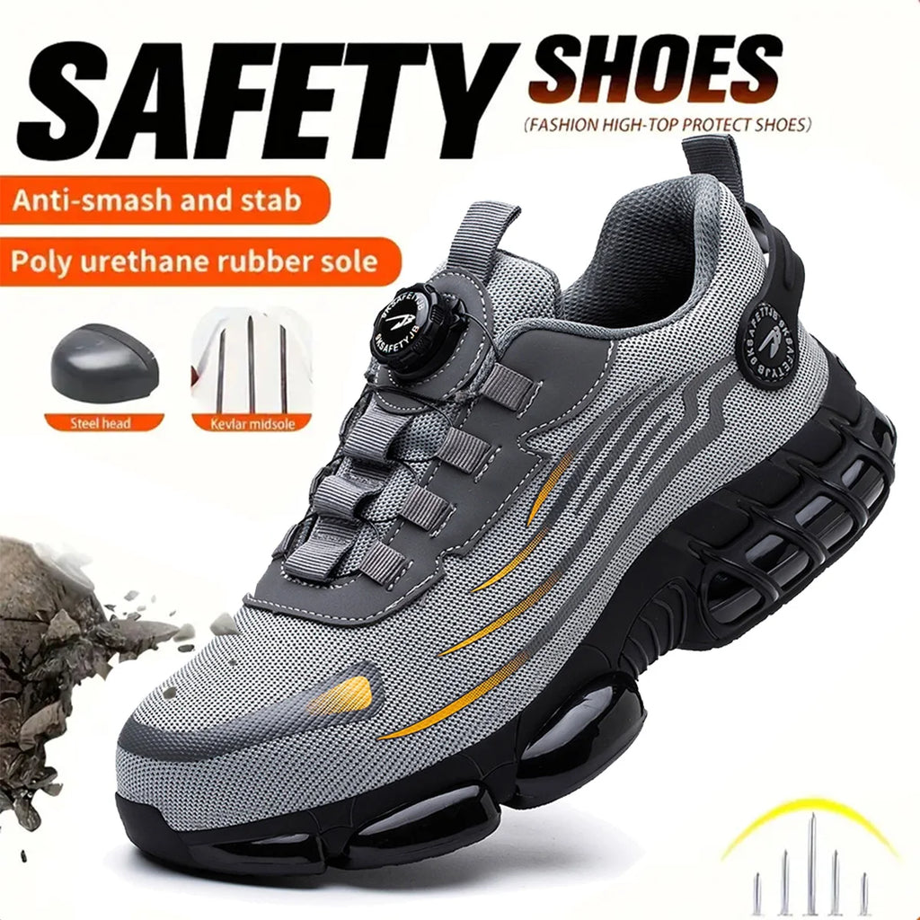 ✨ Ultra-Breathable Soft-Sole Safety Sneakers – Lace-Free, Anti-Smash & Anti-Puncture Work Shoes for Men