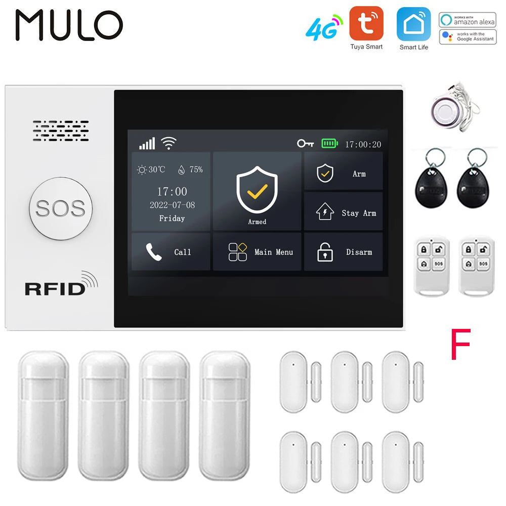 Tuya 4G Home Alarm Smart Home WIFI Security Alarms For Home House Touch Screen Apartment Alarms Support Smart Life APP Alexa