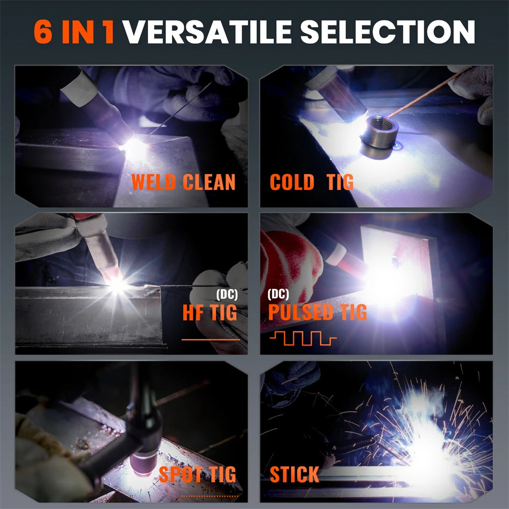 HITBOX TIG200PRO 6-in-1 Welding Machine | Pulsed HF TIG / Cold Welding / MMA Stick | 1–170A | Digital Display | IGBT Inverter | 2T/4T