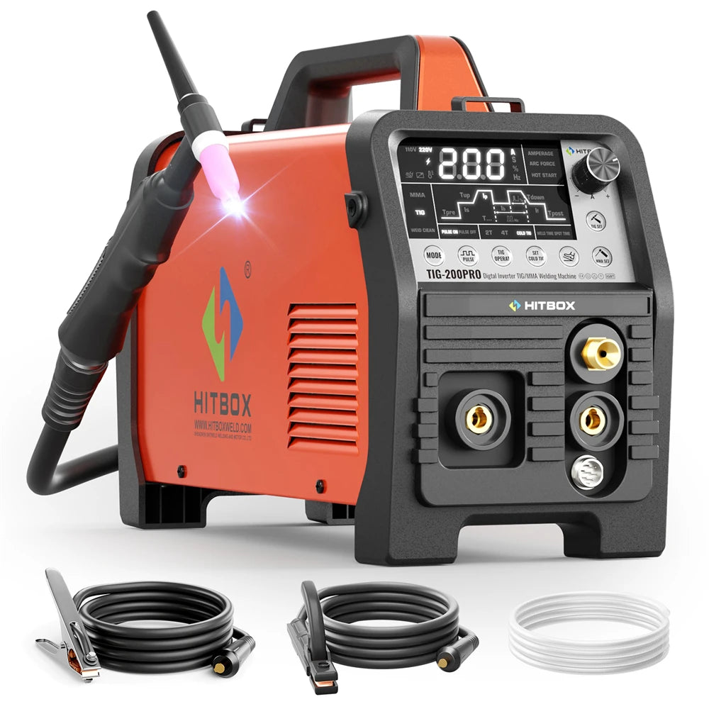 HITBOX TIG200PRO 6-in-1 Welding Machine | Pulsed HF TIG / Cold Welding / MMA Stick | 1–170A | Digital Display | IGBT Inverter | 2T/4T
