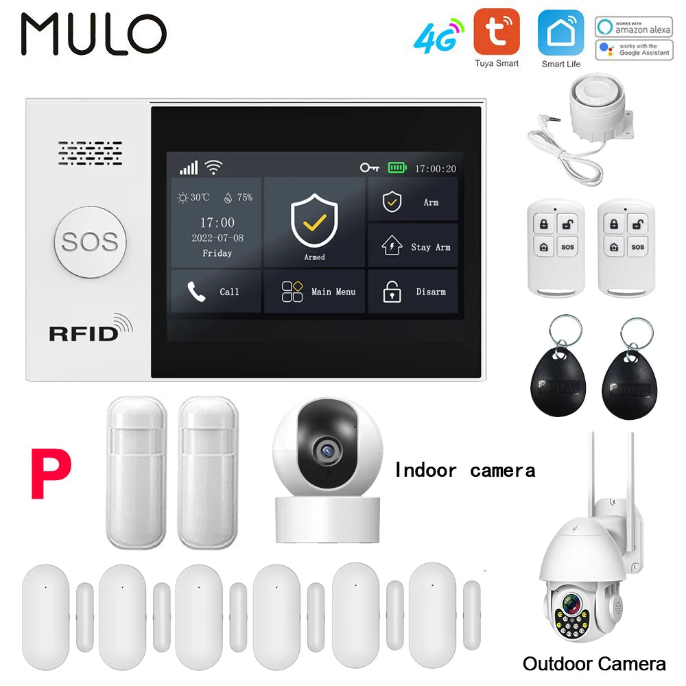 Tuya 4G Home Alarm Smart Home WIFI Security Alarms For Home House Touch Screen Apartment Alarms Support Smart Life APP Alexa