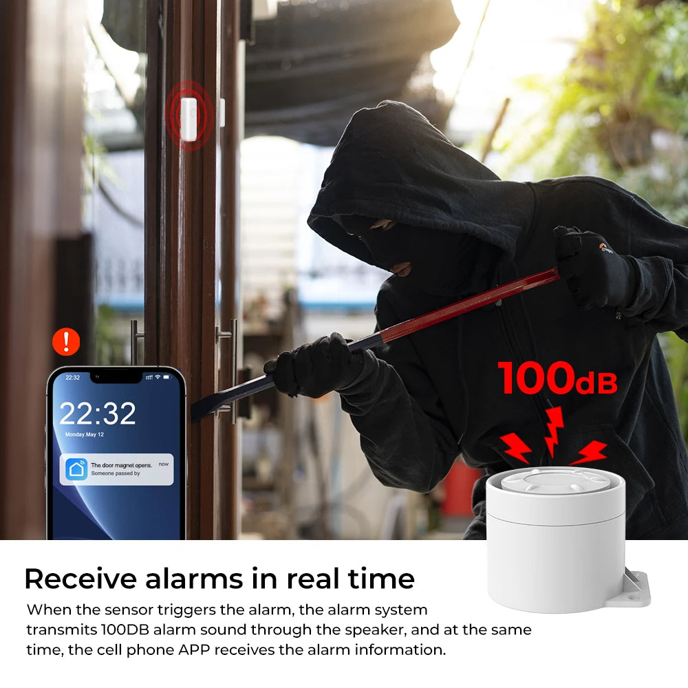 ✨ Smart WiFi + 4G Home Alarm System – Tuya Smart Life Security Kit with Door Sensor & GSM Backup