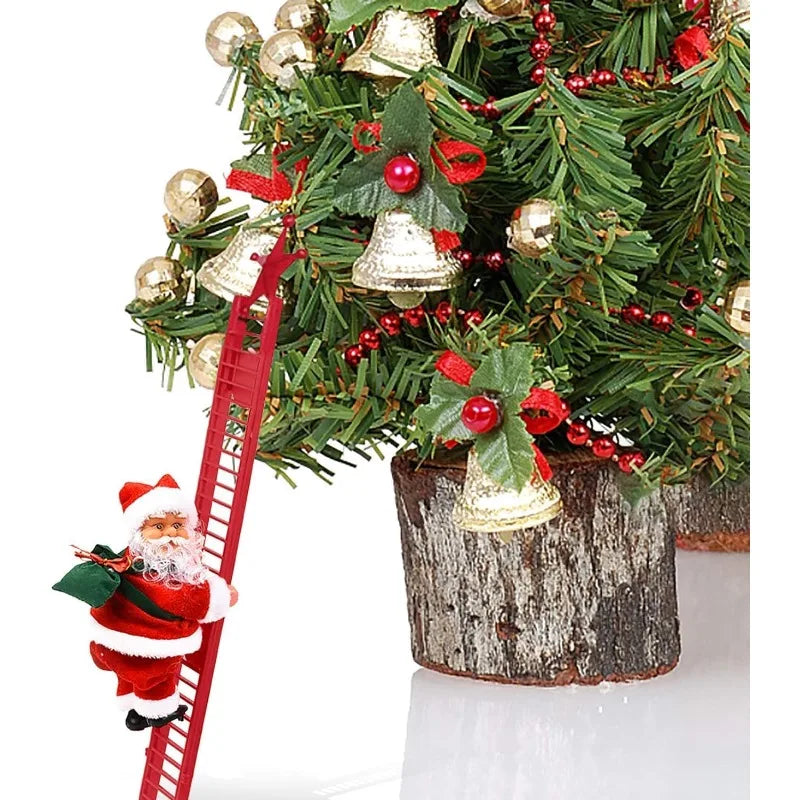 Santa Claus Doll Climbing Ladder with Music Christmas Tree Ornaments Decorations for Home 2025 Navidad New Year Kids Gift