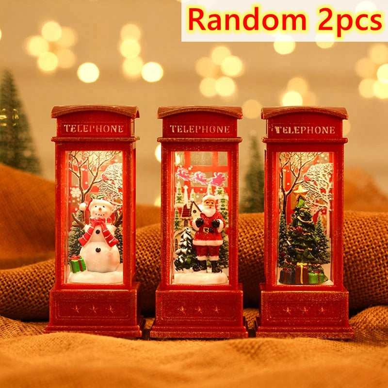 2025 Christmas Phone Booth Lights Santa Claus Snowman Gifts Window Scene Ornament Christmas Party Decortion Xmas Party Home 2025