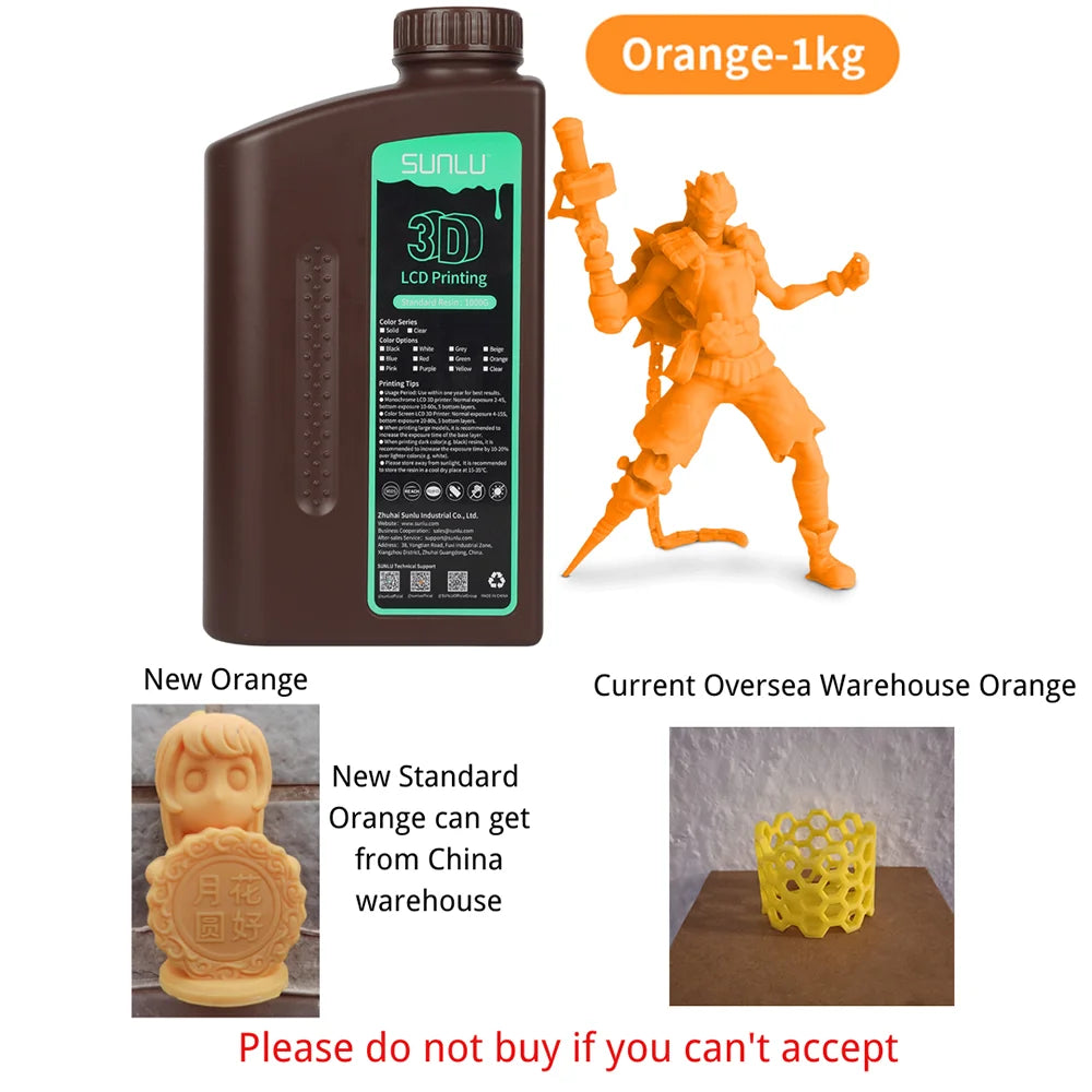 SUNLU 1kg Standard UV Resin for LCD 3D Printer – High-Precision Photopolymer Resin 405nm UV Curing, Easy to Use & Durable