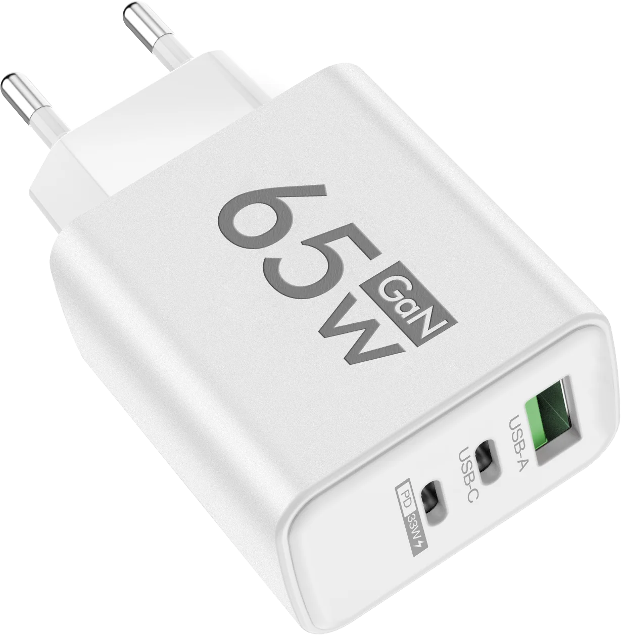 ⚡65W GaN Fast Charger with Triple Ports – Ultra-Compact PD & QC 3.0 Wall Adapter for iPhone, Samsung & Xiaomi