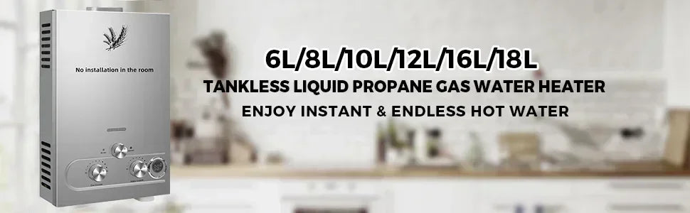 SIHAO LPG Tankless Water Heater 6L–18L, Stainless Steel Instant Propane Gas Water Heater with LED Display for Outdoor, RV, Trailer & Home Use