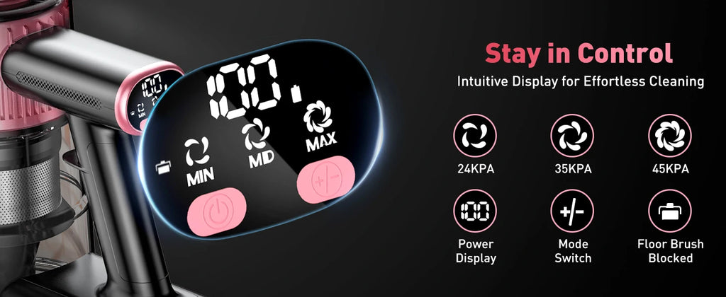 ✨ SuXiangVac 10-in-1 Cordless Vacuum Cleaner – 40Kpa, 500W, 45-Min Runtime, LED Display, Green Light Detection, HEPA Filtration – Perfect for Pets, Hard Floors & Carpets