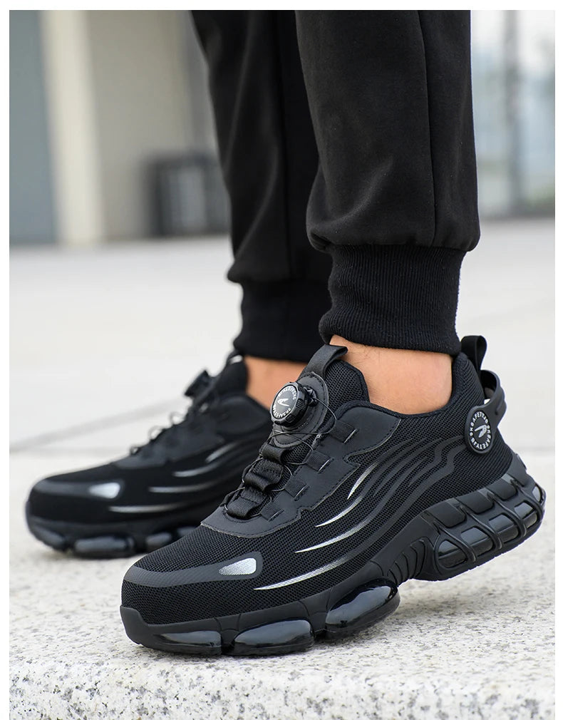 ✨ Ultra-Breathable Soft-Sole Safety Sneakers – Lace-Free, Anti-Smash & Anti-Puncture Work Shoes for Men