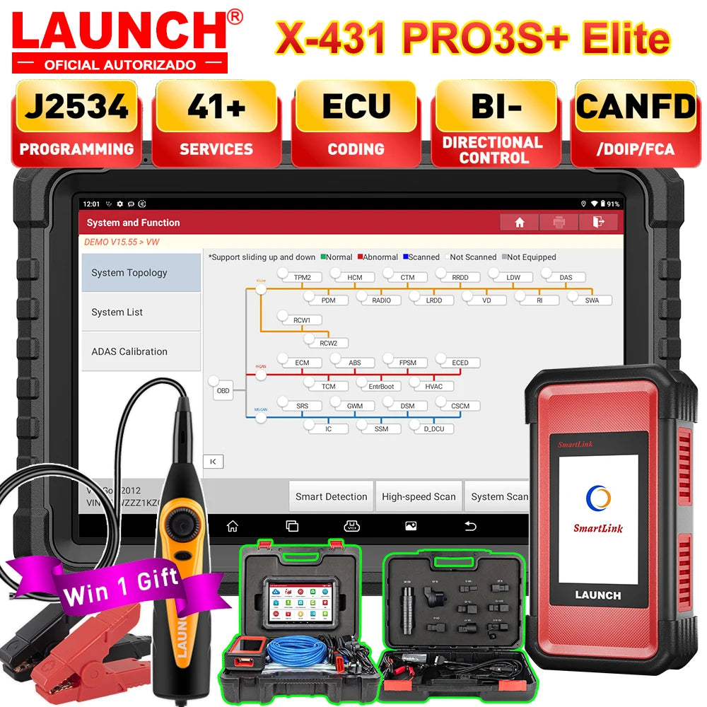 2025 LAUNCH X-431 PRO3S+ Elite V2.0 SmartLink C — Premium All-System Diagnostic Tablet with ECU Coding, J2534 Programming & Topology Mapping