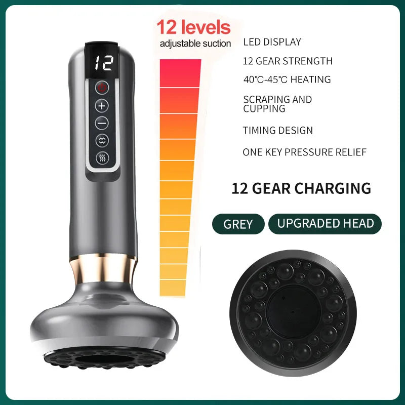✨ DeepGlow 12-Level Electric Cupping & Gua Sha Massager | Infrared Heating, Anti-Cellulite & Body Slimming Therapy Device
