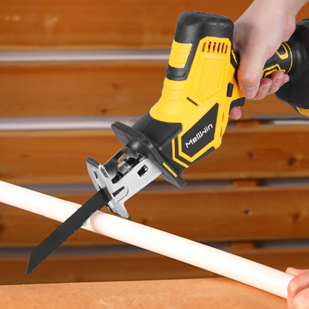 MELLWIN Brushless Cordless Reciprocating Saw 12000 SPM, 18V Compatible Electric Cut Saw for Wood, Metal & Pipe, Portable DIY Cutting Tool