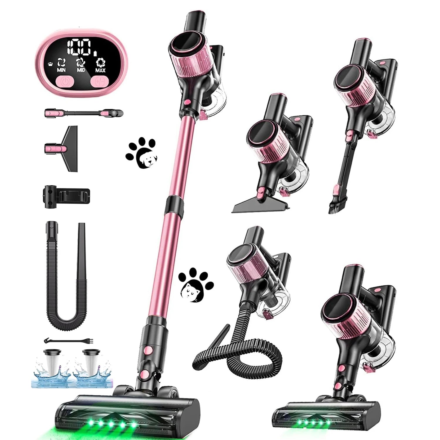 ✨ SuXiangVac 10-in-1 Cordless Vacuum Cleaner – 40Kpa, 500W, 45-Min Runtime, LED Display, Green Light Detection, HEPA Filtration – Perfect for Pets, Hard Floors & Carpets
