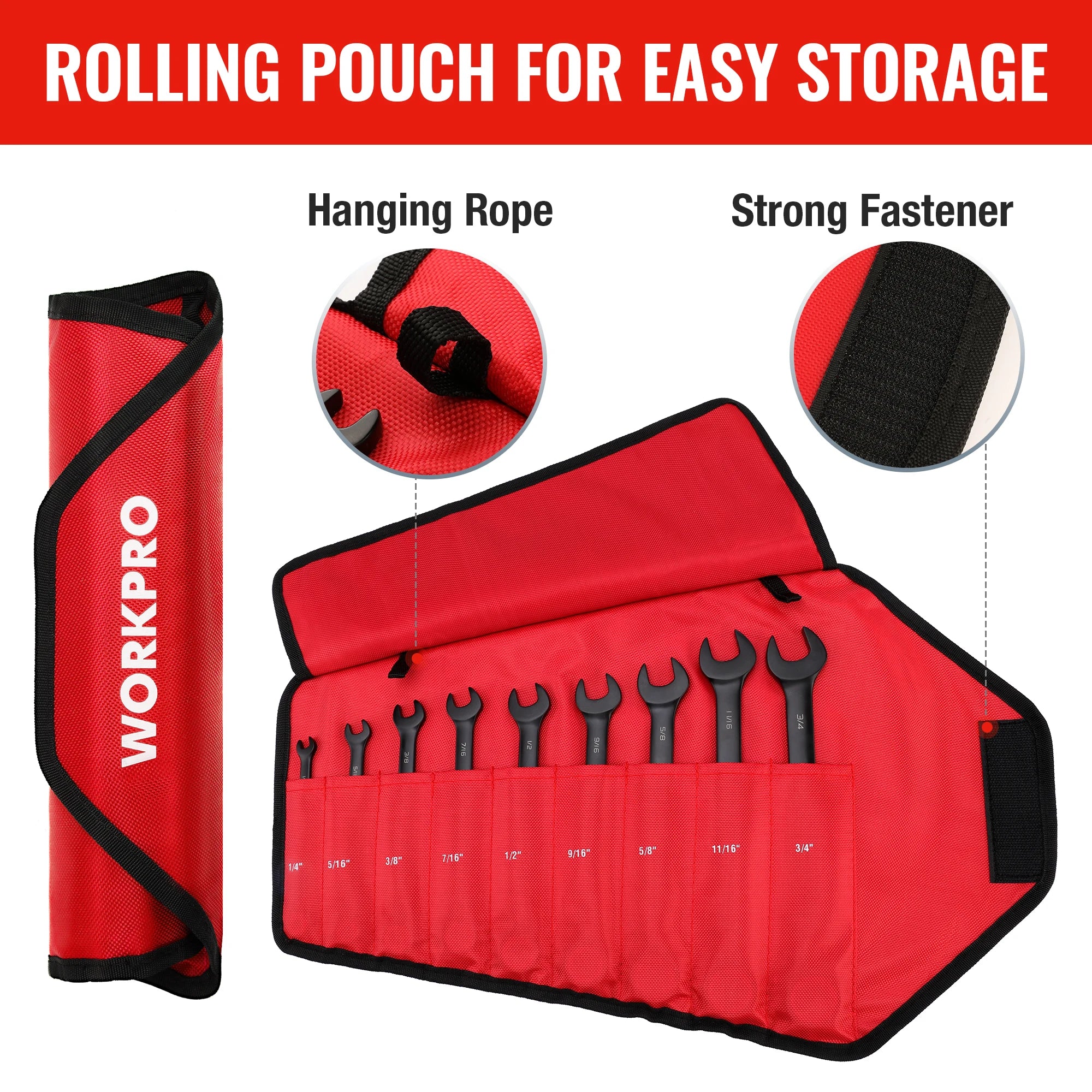 WORKPRO 9-Piece 72-Tooth Ratcheting Combination Wrench Set (Metric 8–19mm)