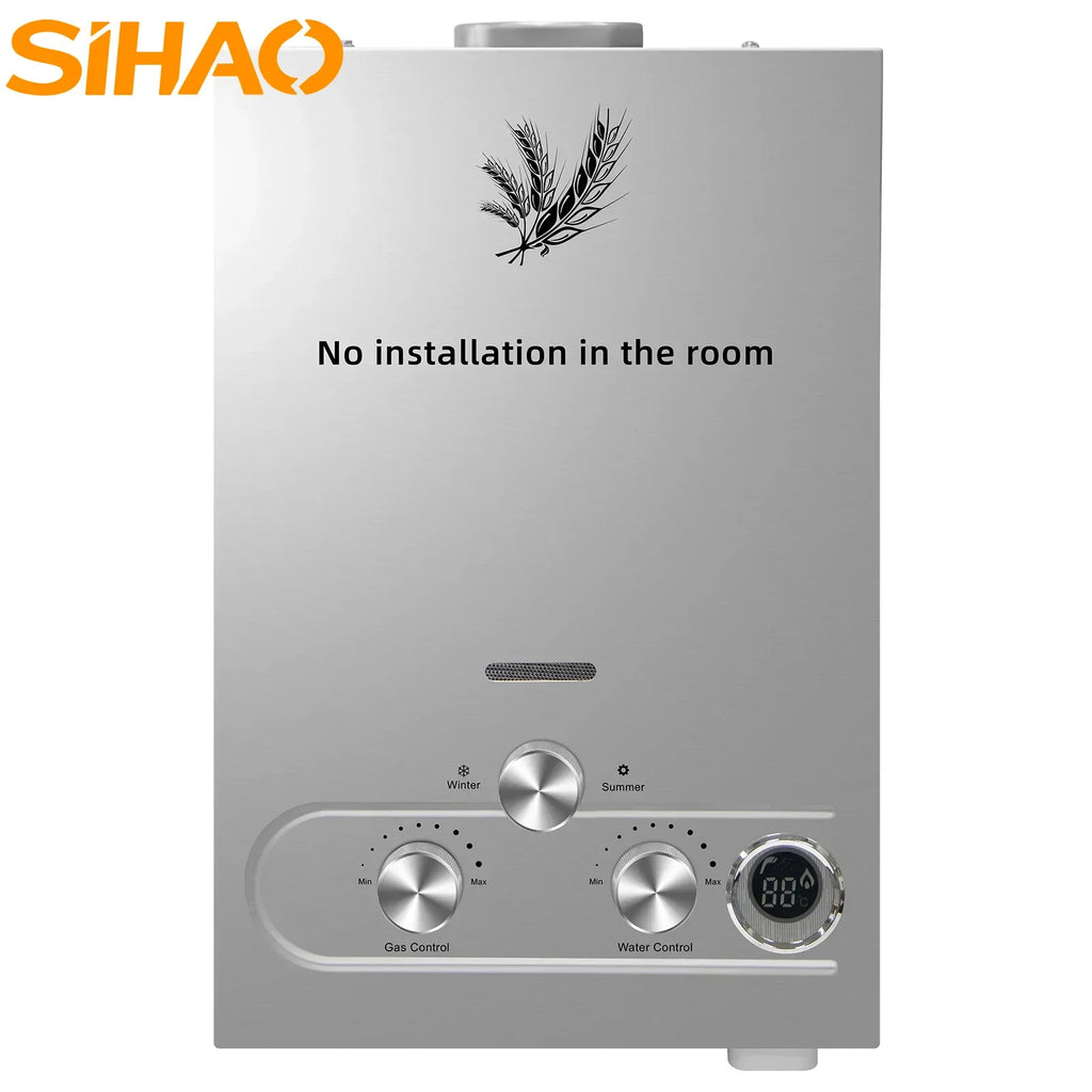 SIHAO LPG Tankless Water Heater 6L–18L, Stainless Steel Instant Propane Gas Water Heater with LED Display for Outdoor, RV, Trailer & Home Use