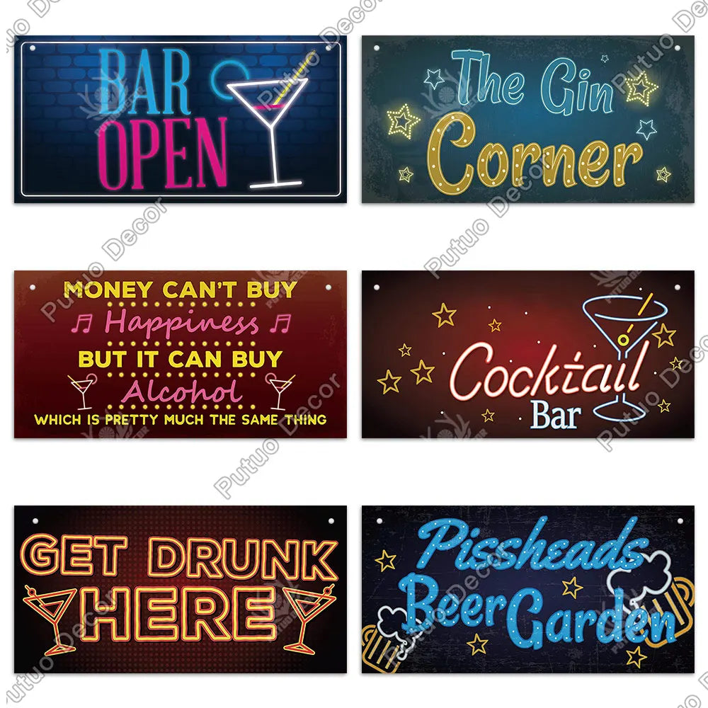 Putuo Decor Wine Signs Wooden Alcohol Plaque Wood Bar Plaque for Wood In Bar Pub Wall Decoration Door Hanging Sign Home Decor