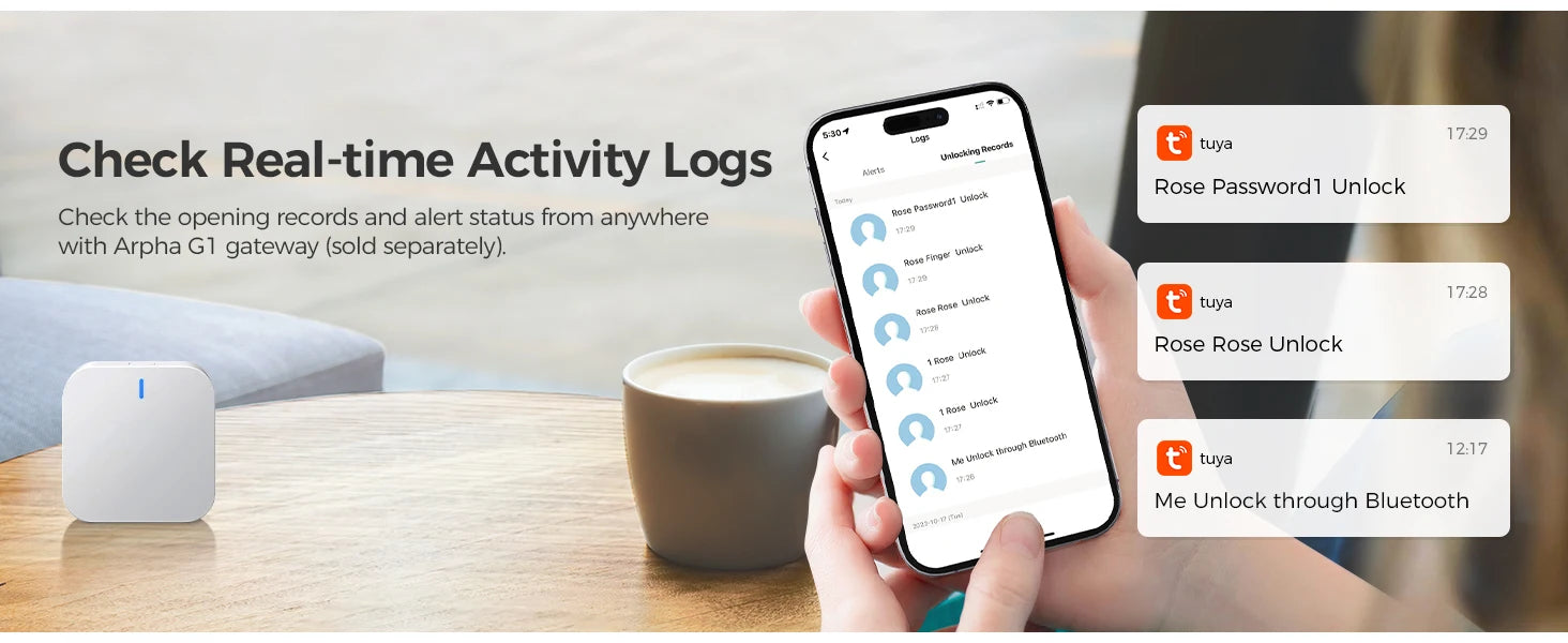 Arpha Smart Lock D601K Keyless Entry Door Lock Deadbolt with Handle Set Waterproof 5-in-1 Fingerprint Keyless Entry Door Lock