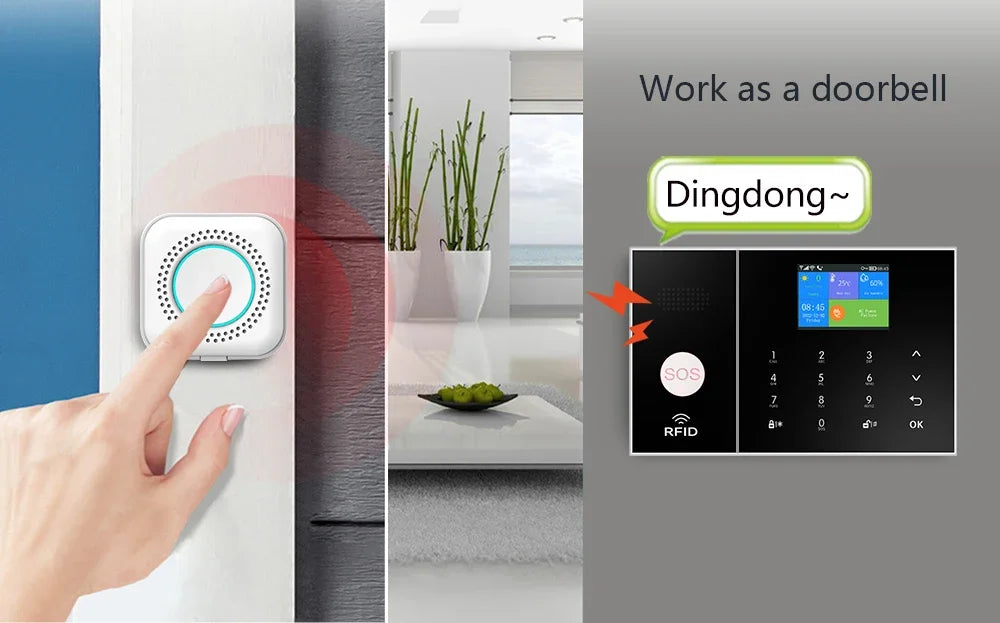 HIVA Security Alarm System For Home GSM Wifi Tuya Smart Life App Control Burglar Alarm Kit With Pir Door Sensor work with Alexa