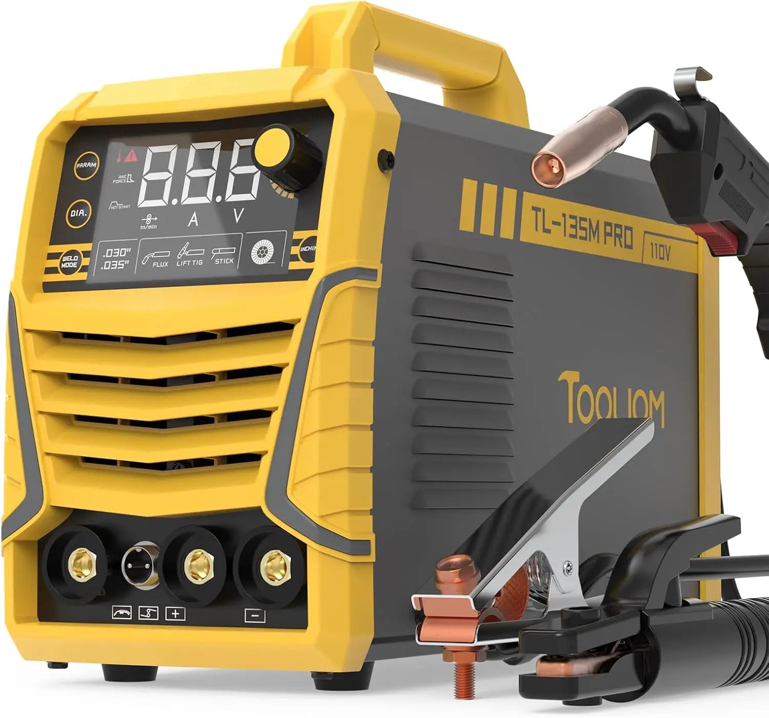 Flux Core Mig Welder 110V Lift Tig Stick Three In One Welding Machine IGBT DC Inverter LCD Display