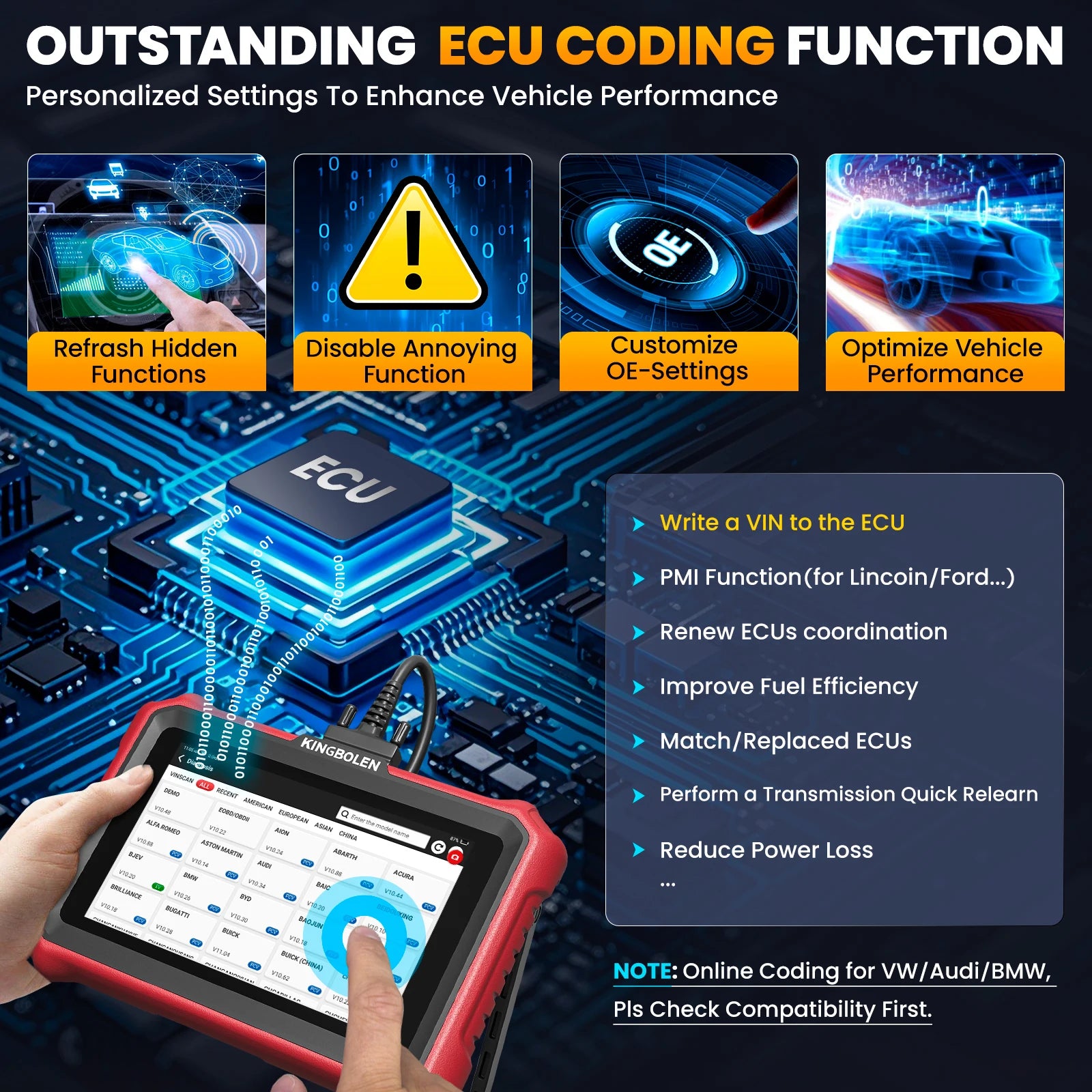 Lifetime Free Update KINGBOLEN K8 PRO Elite Bidirectionnal OBD2 Scanner ECU Coding CANFD FCA 40+ Service All System Diagnostic