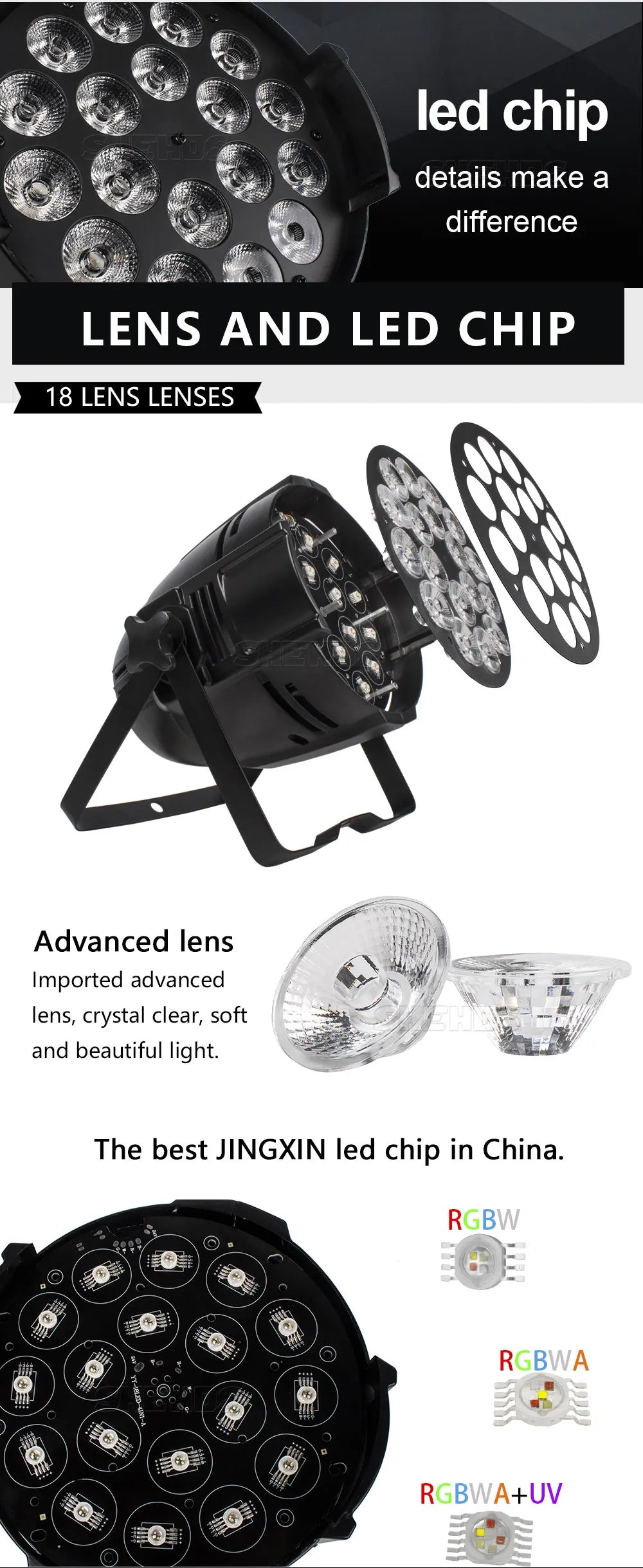 SHEHDS New Version LED 18x18W RGBWA UV 6in1 Par Light Big Aluminum Alloy High Power Even Color Mixing for DJ Bar Disco Wedding