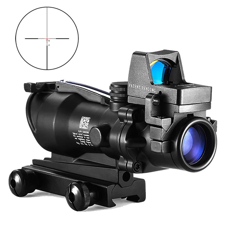 Adjustable 4x32 Tactical Rifle Scope with Red/Green Dot | Dual-Optic 1x–4x Hunting Scope for 20mm Rails