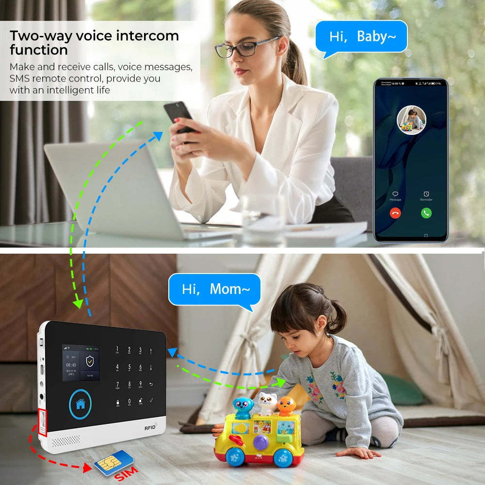 ✨ Smart WiFi + 4G Home Alarm System – Tuya Smart Life Security Kit with Door Sensor & GSM Backup