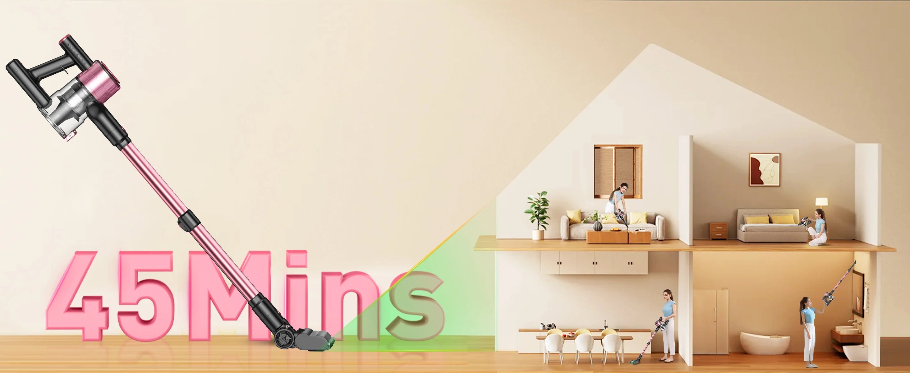 ✨ SuXiangVac 10-in-1 Cordless Vacuum Cleaner – 40Kpa, 500W, 45-Min Runtime, LED Display, Green Light Detection, HEPA Filtration – Perfect for Pets, Hard Floors & Carpets