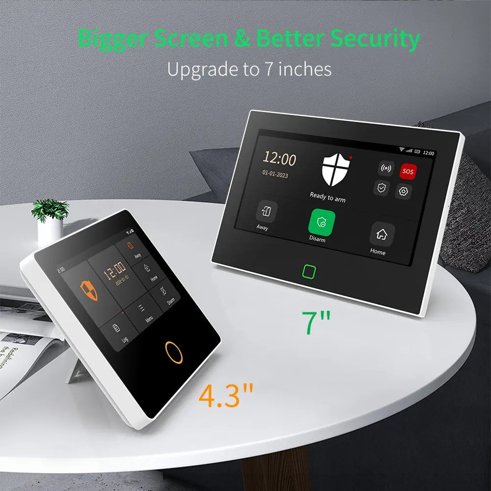 7 inch 4G & WiFi Home Alarm Host System Wireless GSM Big Screen Touch Panel Tuya Smart Security Protection Kit Remote Control