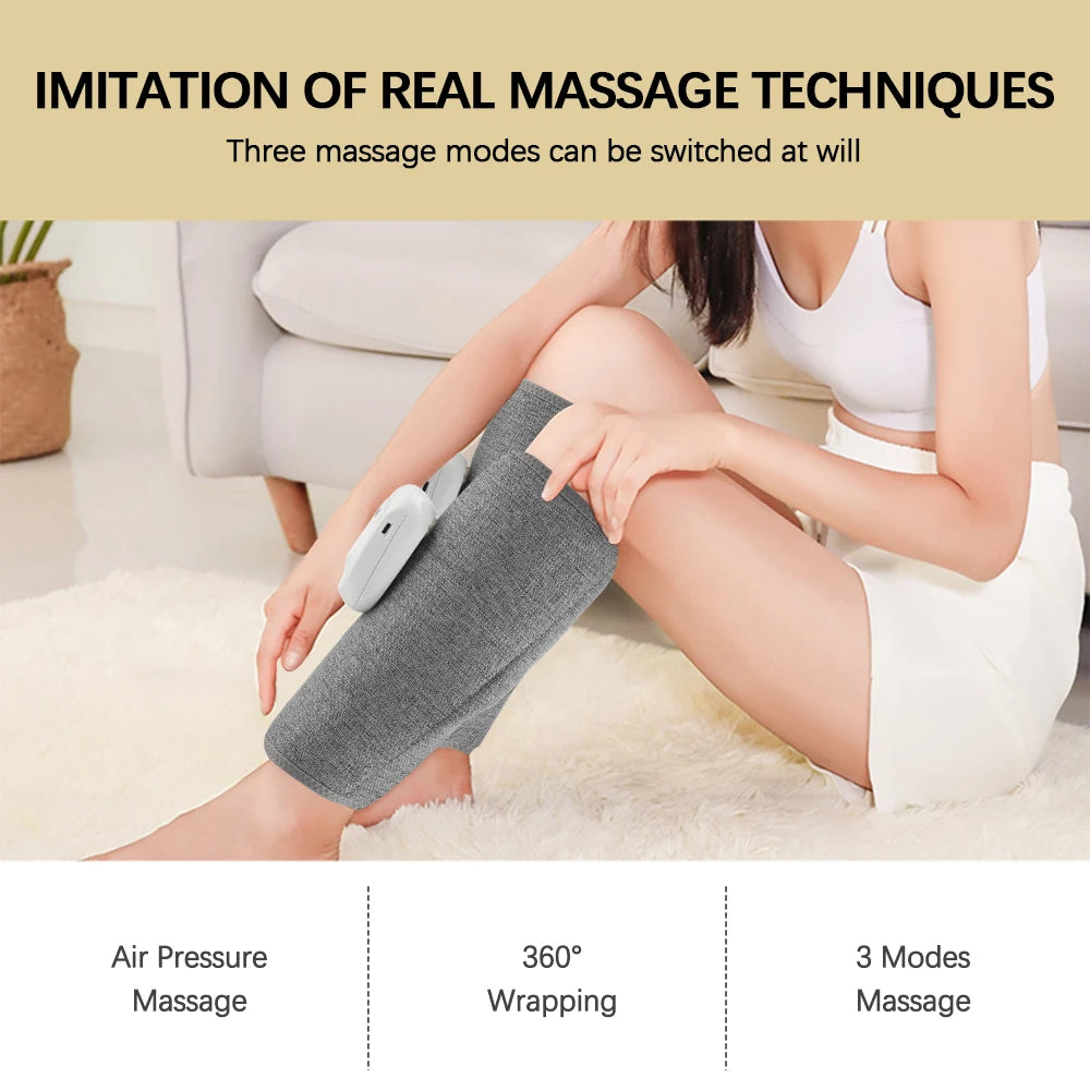 Air Compression Calf Massager - Wireless Leg Wrap with 3-4 Modes, 8 Intensity Levels & Long-lasting 1800mAh Battery